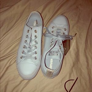 Blue “leather” converse. Brand new. Never worn